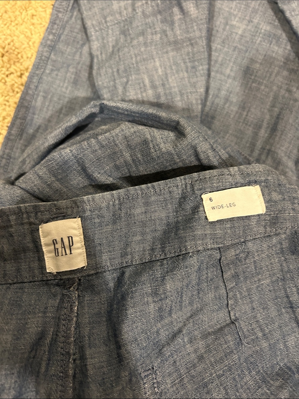 GAP Chambray Wide-Leg Trousers - Denim Blue - Picture 9 of 10